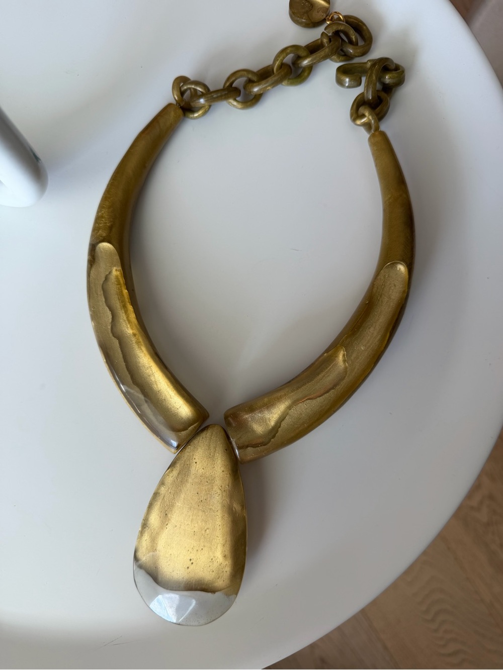 Dominique Denaive Gold Resin Statement Pendant Necklace
